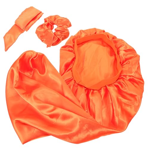 VALICLUD 1 Satz Dreadlock-haarpflege-langhut Seidenhaarwickel Zum Schlafen Haargummis Aus Seide Dreadlocks Satinhaube Motorhaube Zopfhaube Aus Satin Lockig Polyester (polyesterfaser) Orange von VALICLUD