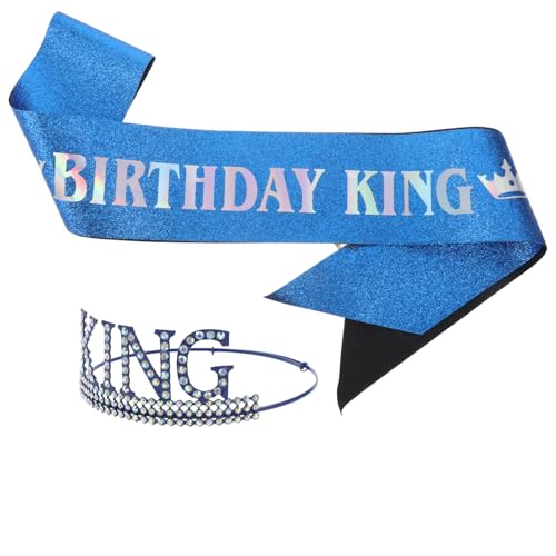 VALICLUD Königskrone Und Schärpenset Für Männer Geburtstagsdekoration Abschlussballkrone Metallkrone Für Männer Geburtstagskönig-dekorationen Geburtstagsdeko Für Kostümkronen Für von VALICLUD