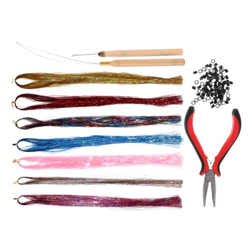 VALICLUD 1 Satz Haar-set Haar Lametta Kit Für Mädchen Glitzer-haarlametta Haarstyling-set Haar Lametta Hitzebeständig Haar Glitzer Strähnen Lametta Haarset Haarlametta Für Frauen Metall von VALICLUD