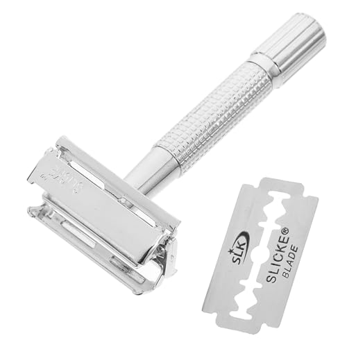 VALICLUD 1 Satz Haarentferner Rasierer Rasierhobelgriff Rasierhobel für Männer zweischneidiger Rasierer Zweischneidiger Sicherheitsrasierer Gesichtsrasierer Edelstahl Silver von VALICLUD
