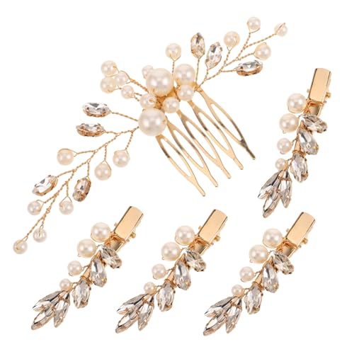 VALICLUD Haarkamm Und Perlen Für Hochzeit Blumenmädchen Haarschmuck Goldener Kopfschmuck Strass-accessoires Weißer Haarschmuck von VALICLUD