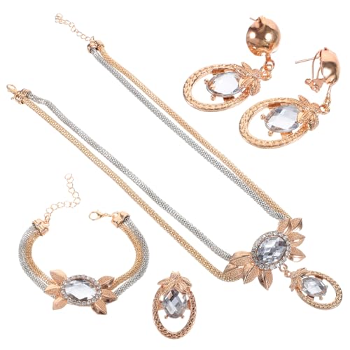 VALICLUD 1 Satz Halskette Ohrringe Armband Brosche Hochwertiges Zeitloses Design mit Funkelnden Strasssteinen für Hochzeiten Besondere Anlässe VALICLUD 1 Satz Halskette Ohrringe Armband Brosche Hochwertiges Zeitloses Design mit Funkelnden Strasssteinen für Hochzeiten Besondere Anlässe von VALICLUD
