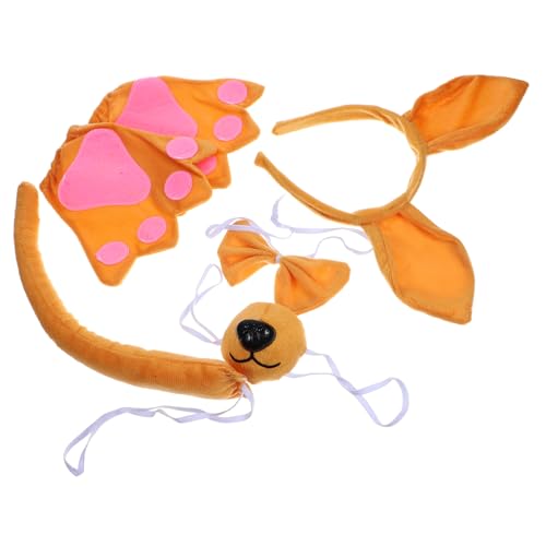 VALICLUD 1 Satz Känguru -kopfschmuck Set Ohren Und Fuchs Kuh-stirnband Kaninchen Kostüm Für Erwachsene Hase Tiere Tierisches Kostümzubehör Ohren Stirnband Stoff Khaki von VALICLUD