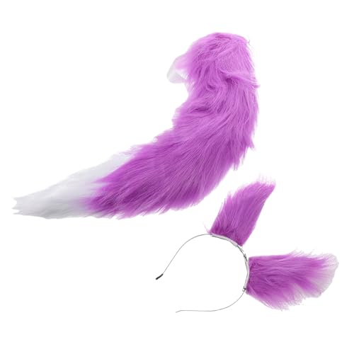 VALICLUD 1 Satz Kopfschmuck mit Fuchsohren Bausatz Party Fell Fälschung Dekoration Element gefälscht Halloween realistisch Fursuit Erwachsene Stoff Violett von VALICLUD