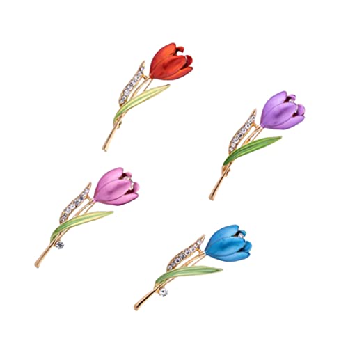 VALICLUD 1 Satz Kostüm Requisiten Dekoration Outfits Party Elegant Stellnadel Mini Clip Hochzeit Kleid Blumenbrosche Tulpenförmige Brustnadel Kreative Frauenbroschen Broschennadel 4 Stück von VALICLUD