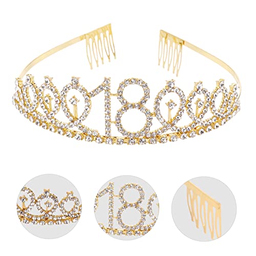 VALICLUD 1 Satz Krone Zeremonieller Gürtel Junggesellin Stirnband Und Schärpe Zum 18. Geburtstag Sei Verkaufsstand Geburtstag Tiara Und Schärpe Es Ist 18. Bday Tiara Golden Stoff von VALICLUD