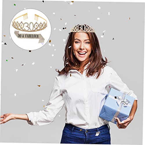 VALICLUD 1 Satz Krone Zeremonieller Gürtel Tiaras Partydekorationen Geburtstag Fabelhafte Schärpe Geburtstagsschärpe Für Frau Lustige Geburtstagsschärpe Tiara Für Frauen Damen Gürtel Stoff von VALICLUD