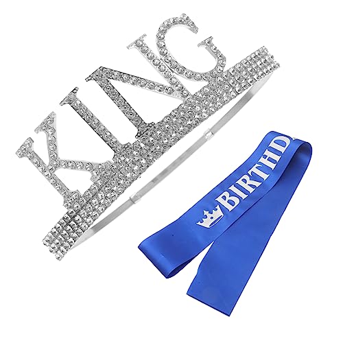 VALICLUD 1 Satz Krone zeremonieller Gürtel Party für Kostüm Kronen Geburtstagsfeier Krone Geburtstagsschärpe und Krone Prom Schärpe Geburtstagskrone und Schärpe Prom King Sash Legierung von VALICLUD
