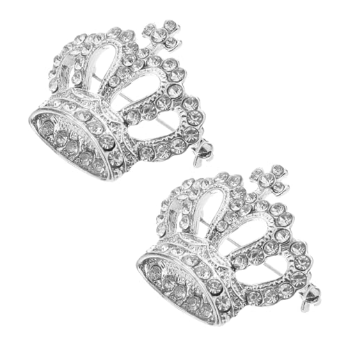 VALICLUD 1 Satz Kronenzirkonbrosche Schal Brosche Korsage Brosche Kronenbrosche Dekorative Stifte Damen Brosche Strass-brosche Tiara-krone-brosche Brosche Für Kleid Legierung Silver 2 Stück von VALICLUD
