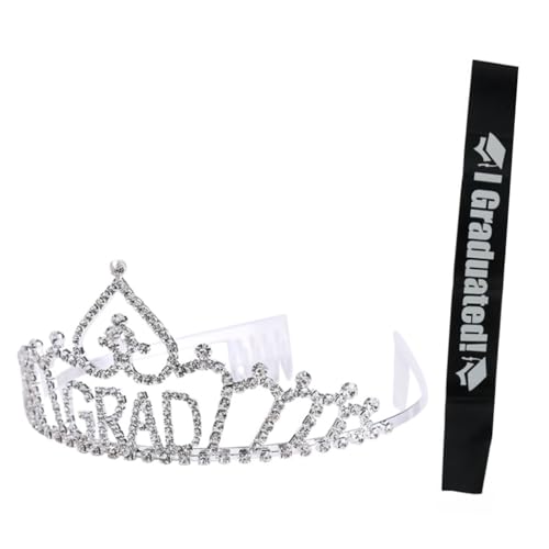 VALICLUD 1 Satz Kronschmuck Mädchen Graduierungs-Etikettengürtel Abschlussfeierlichkeiten Abschlusskrone Etikette Gürtel Abschluss liefert Party dekorative Schärpe Satintuch von VALICLUD