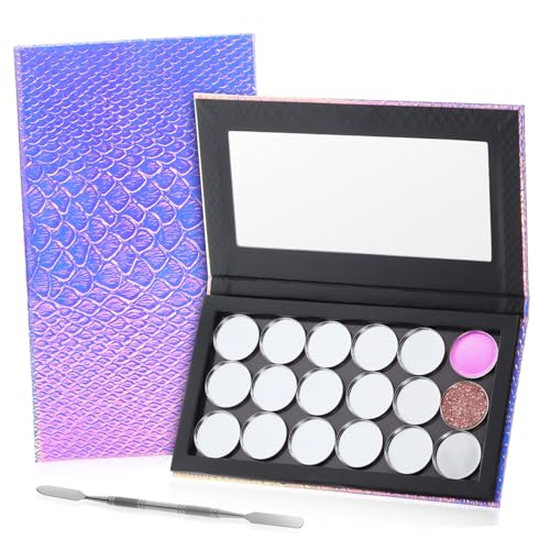 VALICLUD 1 Satz Leere Magnetische Make Up Palette im Meerjungfrauen Stil mit Pfannen und Schaber für Lidschatten Blushes und Highlighter Profis und Beauty Enthusiasten von VALICLUD