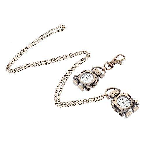 VALICLUD Roboter Schlüsselanhänger Mit Uhr Kreativer Vintage Taschenuhr Anhänger Design Für Handtasche Oder Rucksack von VALICLUD