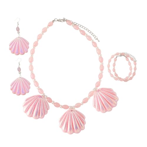 VALICLUD 1 Satz Modeschmuck-Set Frauen Halskette Ringe Perle Geburtsstein zierlich Mädchen Schmuck Modeschmuck für Mädchen Schmuck für Blumenmädchen Damenarmband Damenschmuck Metall Rosa von VALICLUD