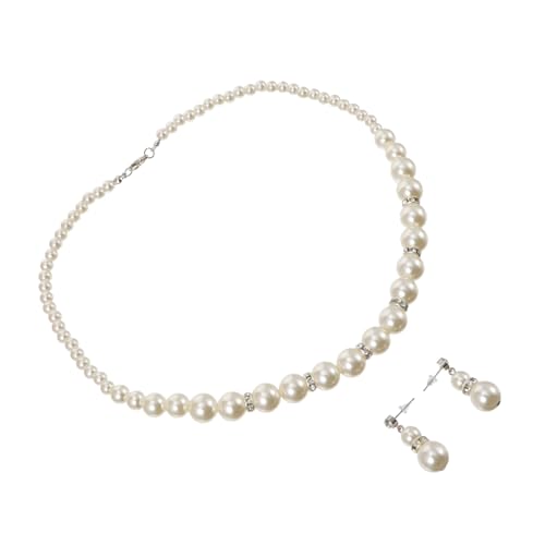 VALICLUD 1satz Imitationsperlen-halskette Und Ohrringen Für Hochzeiten Brautschmuck Und Festliche Anlässe Accessoire Für Stilvolles Schmuckset Für Besondere Anlässe von VALICLUD