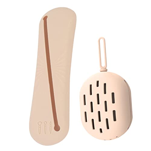 VALICLUD 1 Satz Reise Make Up Pinselhalter Set Silikon Aufbewahrungsbox für Make Up Schwämme Teilig Khaki Kompakter und Leichter Kosmetik Organizer für Unterwegs von VALICLUD