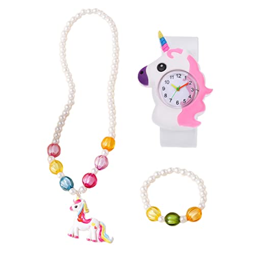 VALICLUD 1 Satz Set Mädchen Silikon Einhorn Armband Uhr Halskette Armbänder Uhren mit Einzigartigem Einhorn Design für Täglichen Gebrauch von VALICLUD