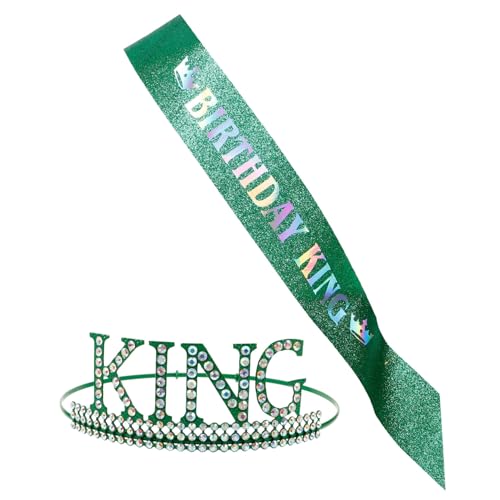 VALICLUD Königskrone Und Geburtstagsschärpe Für Männer Inklusive Glitzerndem Stirnband Und Kopfschmuck Für Geburtstagsdekorationen Und Partys von VALICLUD