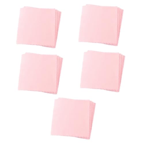 VALICLUD 1 Satz Tuch Strähne Gläser Fusselreinigungstücher Verdickt Tücher Reinigen Groß Stoff Für Schmuckstücke Schmuckpolierstücher Schmuckreinigungstücher Superfeine Faser Rosa 50 Stück von VALICLUD