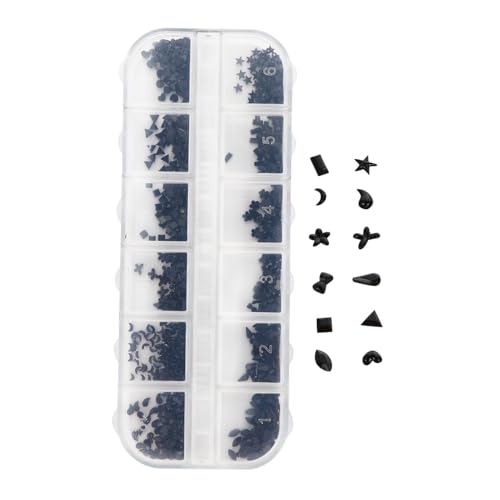 VALICLUD 1 Schachtel Maniküre Nageldekoration mit Langlebigen Strasssteinen in Schwarz Selbstklebende Nail Art Sticker für DIY Fingernägel Nail Zubehör für Party Festival und von VALICLUD