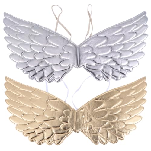 VALICLUD 1 Set 2 Stück Cosplay Party Flügel Für Kinder Leistung Requisite Kreatives Kostüm Einhorn Kinder Requisiten Silber Golden Schmetterling Engel Halloween Fee Flügel Kleid von VALICLUD
