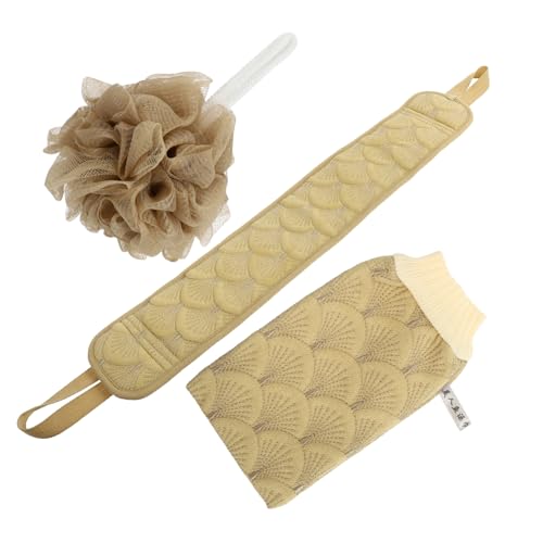 VALICLUD 1 Set Badetuch Set Körperpeeling Langes Badetuch Badezubehör Rückenziehtuch Rückenreibetuch Duschball Duschhandschuh Badeball Duschtuch Khaki Viskose von VALICLUD