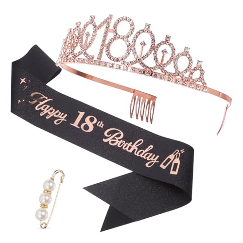 VALICLUD 1 Set Gürtel Perlennadel Geburtstagsschärpe Für Mädchen Geburtstagskrone Für Mädchen Geburtstagskrone Und Schärpe Geburtstagshaar Accessoire 18 Geburtstagsschärpe 18 von VALICLUD