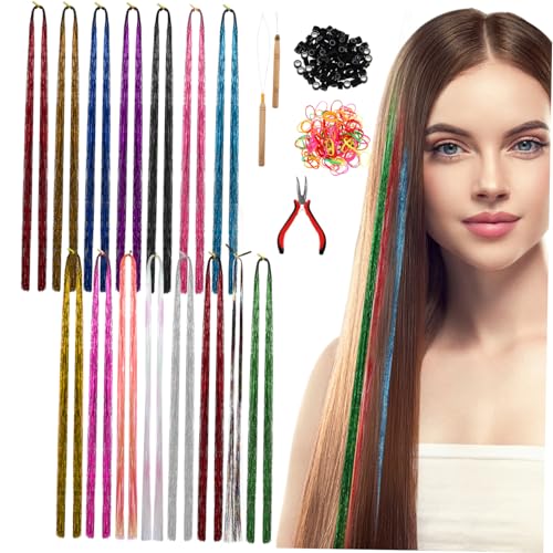 VALICLUD Haarschablonen Glitzer Haarverlängerungen Bunte Haarsträhnen Haargummi Zum Flechten Haarband-accessoires Für Mädchen von VALICLUD