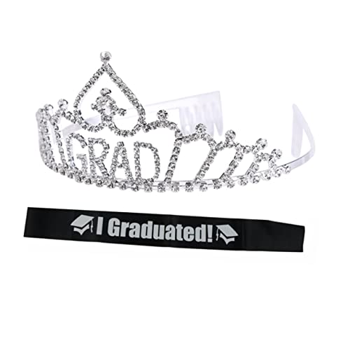 VALICLUD 1 Set Kronenschmuck Für Mädchen Abschluss Kopfschmuck Abschluss Schultergurt Abschluss Mädchen Tiara Party Dekorationsschärpe Abschlusskrone Abschluss Etikette Gürtel von VALICLUD