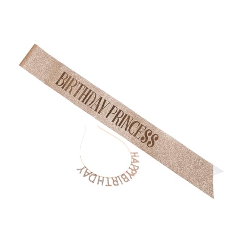 VALICLUD 1 Set Prinzessinnen Krone Tiara Gürtel Stirnbänder Geburtstagsdekorationen Für Frauen Geburtstagsparty Kopfschmuck Geburtstagsschärpe Und Stirnband Geburtstags Stirnband von VALICLUD