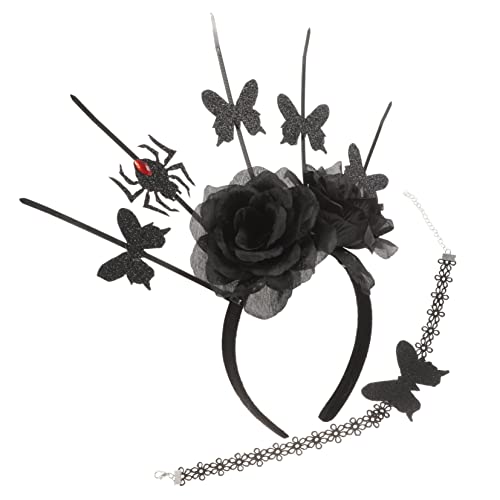 VALICLUD 1satz Halskette Und Spinnen-haarreif Set Für Halloween Gothic Dekoration Mit Klassischem Rosen-design Für Und Kostümpartys von VALICLUD