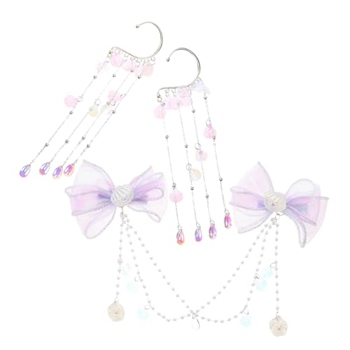 VALICLUD 1 Set Stirnkette Haarspange Meerjungfrau Schleifen Für Mädchen Haare Meerjungfrau Haarschleifen Meerjungfrau Prinzessin Haarnadel Blau Meerjungfrau Haarspangen Meerjungfrau von VALICLUD