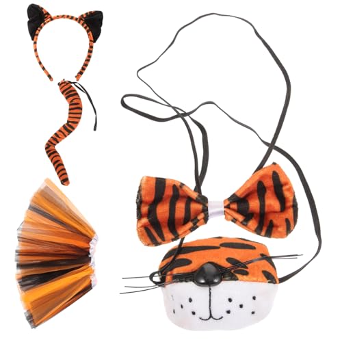 VALICLUD Einzigartiges 1 Set Katzenohren Tierschwanz Cosplay Kostüm Halloween Tiger Stirnband Set Haarreifen Für Halloween Und Weihnachten von VALICLUD