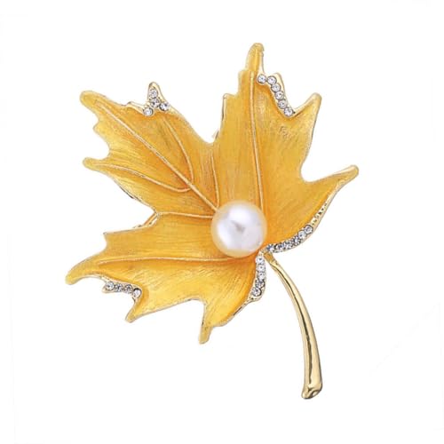 VALICLUD 1 Stück Ansteckbrosche Broschen Für Kleidung Anstecknadel Mit Blattbrosche Ahornblatt-broschen Perlen Brosche Ahornblatt-brosche Mit Strasssteinen Brosche Schmuck Yellow von VALICLUD