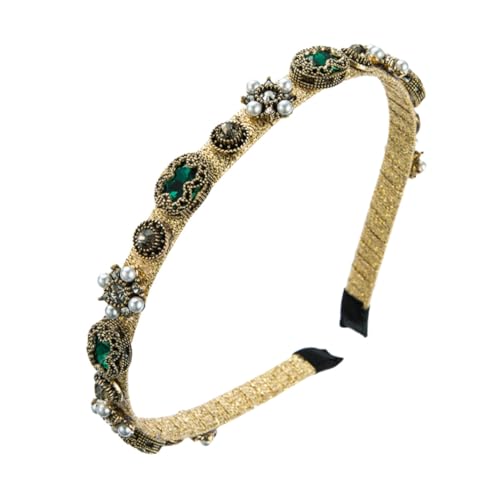 VALICLUD Perlen Stirnbänder Im Barockstil Strass Eingelegtes Stirnband Mit Perlenblumen Damen Haarband Für Wichtige Anlässe von VALICLUD