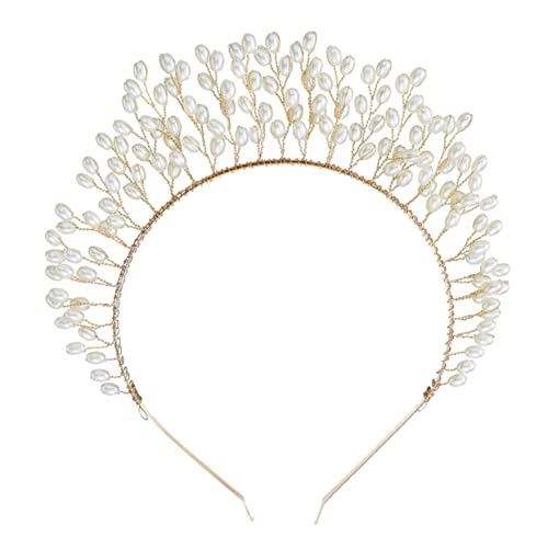 VALICLUD 1 Stück Brautkrone aus Perlen Haarschmuck Accessoire für Hochzeiten und Festlichkeiten Handgefertigtes Damen Haarband für Bräute und Brautjungfern von VALICLUD