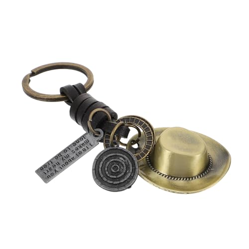 VALICLUD Cowboyhut Schlüsselanhänger Vintage Key Ring Für Auto Und Handtasche Handgefertigtes Retro Design Rustikal Und Langlebig Antikgold von VALICLUD