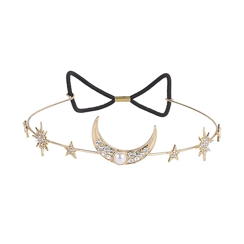 VALICLUD 1 Stück Delicate Crown Haaraccessoire mit Sternen und Mond Funkelnde Rhinestone Tiara Braut Haarschmuck für Hochzeit und Festliche Anlässe von VALICLUD