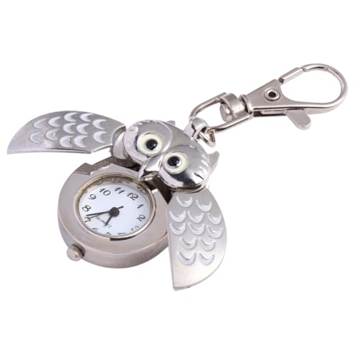 VALICLUD 1 Stück Eule Taschenuhr Schlüsselanhänger Kreatives Design Tragbare Quartz Uhr für Frauen und Männer Praktische Uhr im Cartoon Stil für Familie und Freunde von VALICLUD