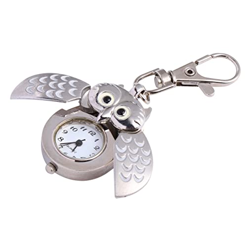 VALICLUD Eulenform Taschenuhr Mit Cartoon Schlüsselanhänger Uhr Großes Ziffernblatt Dekorative Taschenuhr Leicht Zu Tragen von VALICLUD