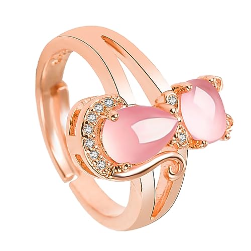 VALICLUD 1 Stück Fingerschmuck Edelstein kleiner Finger Ringe Katze Halskette Saphirring geldgeschenke weihnachten weihnachsgeschenk zarter Fingerring exquisiter Fingerring Kupfer Rose Gold von VALICLUD