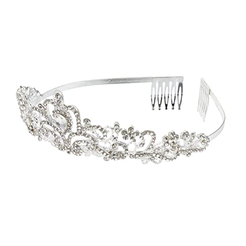 VALICLUD 1 Stück Legierung Diamant Set Krone Königin Braut Hochzeit Tiara Braut Blumenmädchen Kopfschmuck Strass Krone Kostüm Krone Prinzessin Krone Für Mädchen Die Krone Silber Strass von VALICLUD
