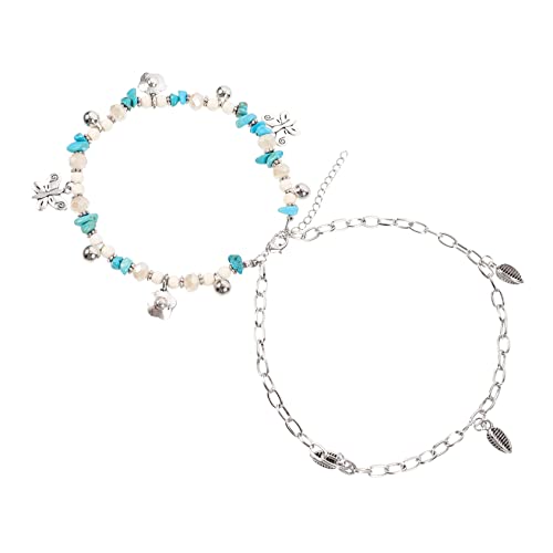 VALICLUD 1 Stück Mehrschicht-knöchelkette Böhmische Fußkette Perlen Mehrlagige Fußkette Strand Fußkettchen Armband Strand-knöchelkette Türkis Damen Blue Legierung von VALICLUD