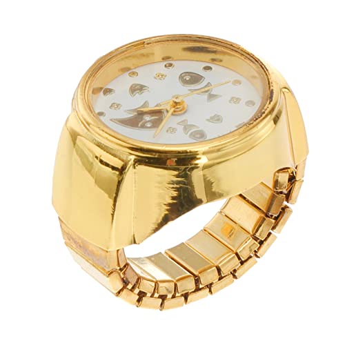 VALICLUD 1 Stück Mode-Ring-Uhr Zifferblatt Fingeruhr Ringe für Mädchen Uhrenring katzenmotiv Katzenmuster Ring unfruchtbar Fingerringuhr Fingeruhr im Katzendesign Legierung Golden von VALICLUD
