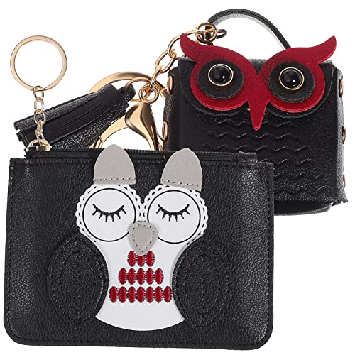 VALICLUD 1stücke Eulen Geldbörse Aus Pu Schlüsselanhänger Niedliche Cartoon-karteikarten Und Münztasche Für Frauen Und Mädchen Für Alltag Und Reisen Mit Praktischem von VALICLUD