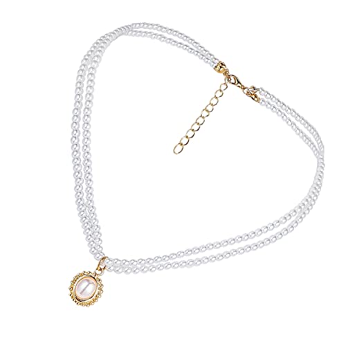 VALICLUD 1 Stück Retro Neck Dekoration Doppelschicht Perle Clavicle Kette Kreative Neckringe von VALICLUD