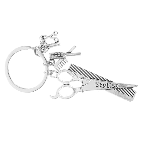 VALICLUD 1Stück Friseur Schlüsselanhänger mit Haartrockner Schere und Kamm Langlebiger Metall-anhänger für Haarstylisten Perfektes für Friseure und Stylisten Dekorativ für Taschen und Schlüssel von VALICLUD