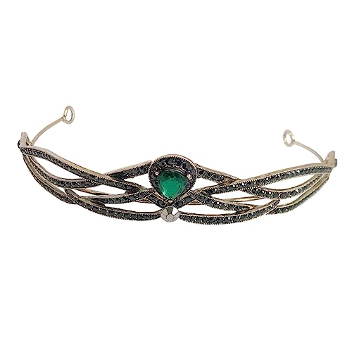 VALICLUD 1 Stück Strass Tiara Strass Braut Strass -Kopfbedeckung Krone Kopfschmuck Tiara-Kronen Hochzeit Tiara Haarschmuck für die Braut Brautstirnband für Hochzeit Strasssteine Grün von VALICLUD