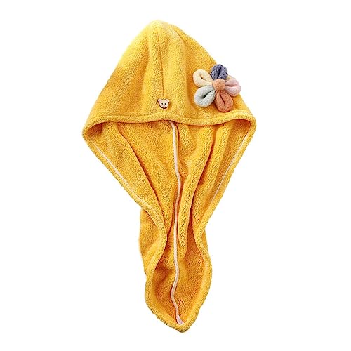 VALICLUD 1 Stück Trockene Haarkappe Duschhaube Für Frauen Schnell Trocknende Kappe Schnell Trocknendes Haar Schnell Trocken Saugfähig Gelb Korallenvlies: 80% Polyesterfaser (polyester) von VALICLUD