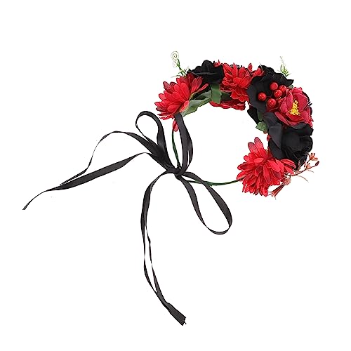 VALICLUD 1 Stück Weihnachts Haarreif mit Kunstblumen Lustiges Haarschmuck Accessoire für Halloween und Festlichkeiten Verstellbar und Bequem Geeignet für Damen und Mädchen von VALICLUD