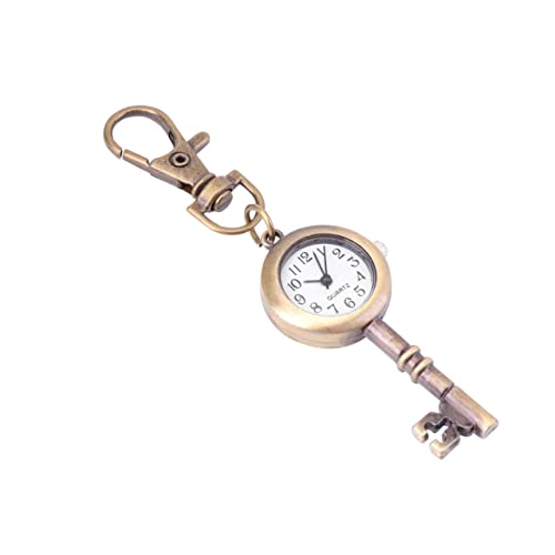 VALICLUD Retro Schlüsseluhr Schlüsselbund Uhr für Damen und Herren Antik Messing Tragbare Taschenuhr Kreatives Design mit Exquisiten Details als Kleidungsdekorationsuhr von VALICLUD